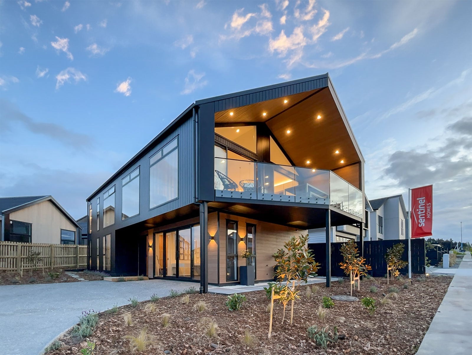 Orewa Display Home at dusk
